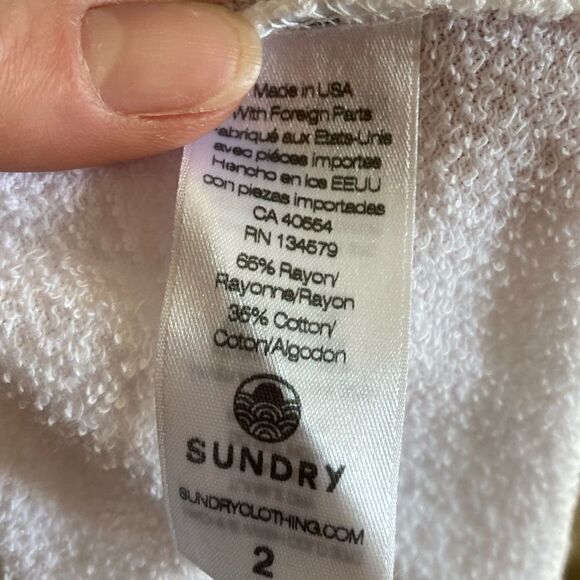 Sundry White Joggers Sweatpants Terry Size 2 NWOT SMILE - Picture 6 of 6